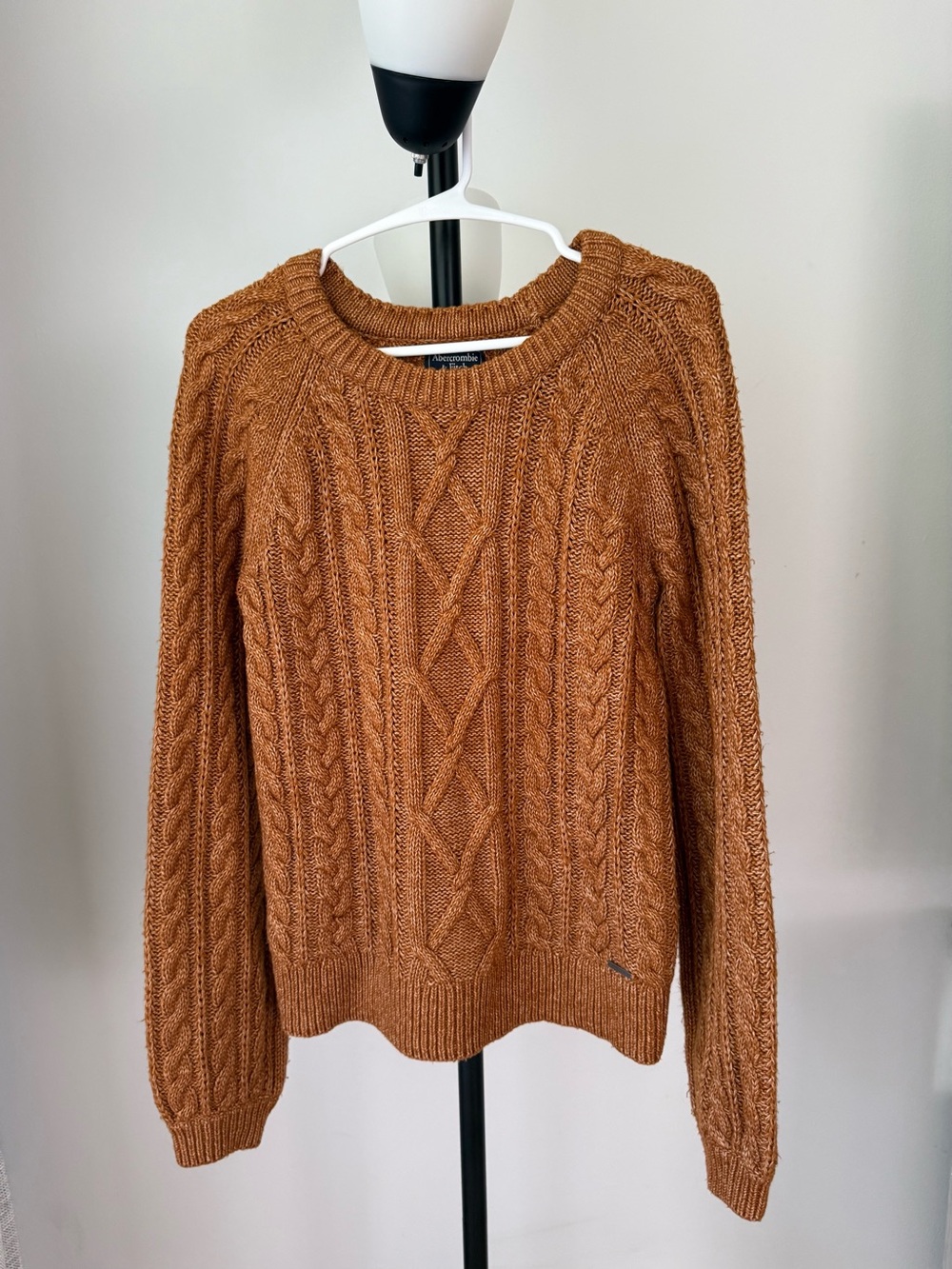 Abercrombie & Fitch Women's Cable Knit Crewneck Sweater -  Brown M